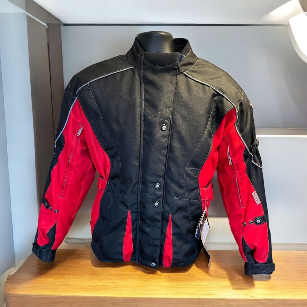 Ladies Sz 12 Red Black Teknic Lady Sequoia Biker Motorcycle Jacket Coat NWT READ